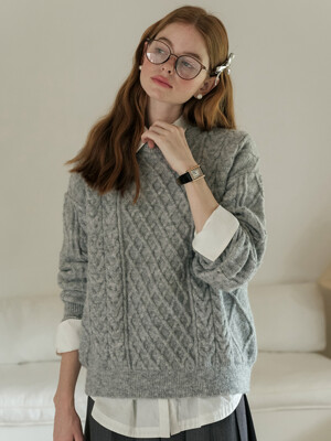 Cest_Twist pullover loose sweater_GRAY