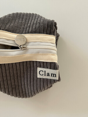 Clam round pouch _ Corduroy gray
