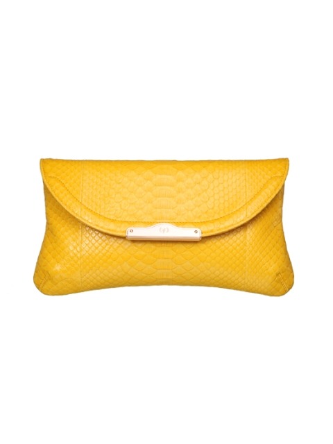 CHLOE REAL PYTHON CLUTCH - YELLOW