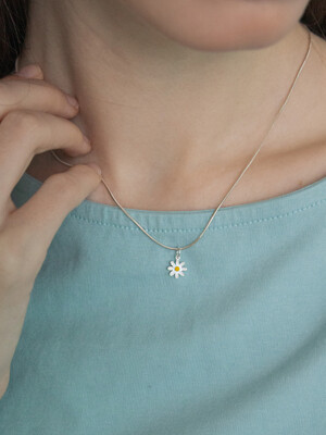 [Silver] Daisy flower pendant with necklace