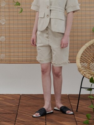 MH6 LINEN OB SLIT PANTS_BE