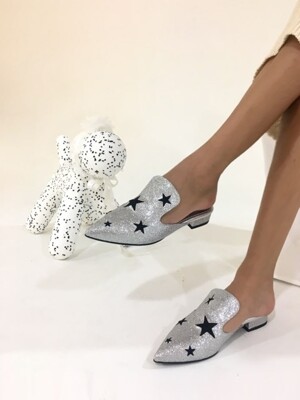 Starry Night Silver Mules