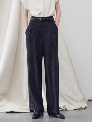 CHECKED WIDE LEG TROUSERS MIX BLACK