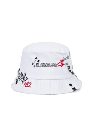 BBD Border Graffiti Logo Bucket Hat Custom Ver. (White)