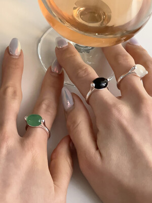 [925silver] Point big stone ring (3color)