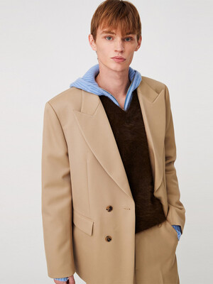 For men, Minimal Peaked Lapel Blazer / Beige