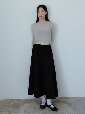 Cape Shirring Skirt_Black