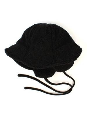 Fleece Black Earflap Bucket Hat 귀달이모자