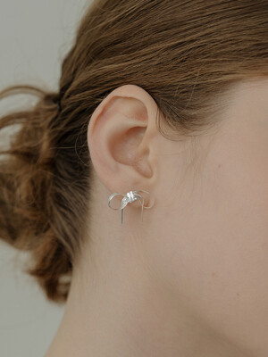 [Silver925] WE021 Silver snake ribbon earring