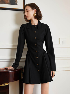 YY_Pleated blazer black dress