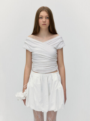 DOUBLE DRAPE LAYERED TOP [WHITE]