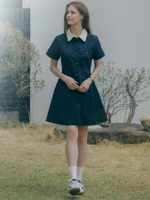 Casual roll up shirt mini ops_Navy