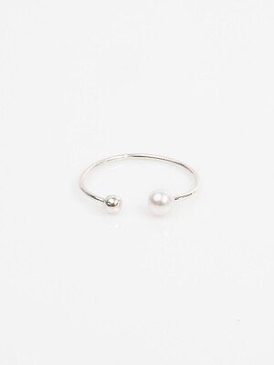 TWISTER 1LINE PEARL SILVER RING [DL16SSRG09SVF]