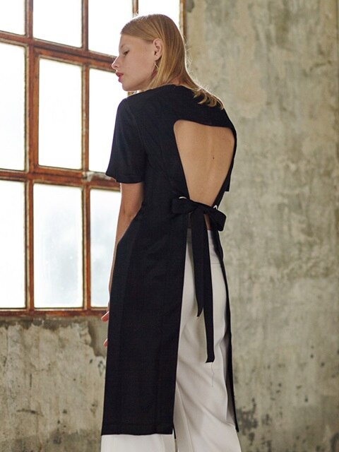 BACKLESS SILKY DRESS_BLACK