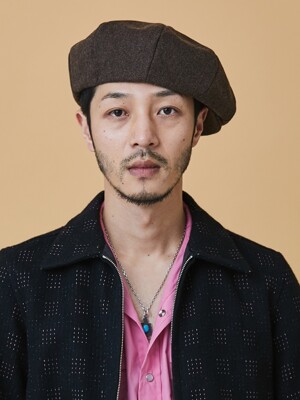 BIG APPLE [2WAY] - BASIC COLOR NEWSBOY CAP - [MELANGE BROWN]