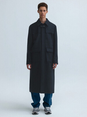 cashmere flap single coat (navy)