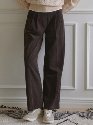 Daily Two Tuck Corduroy Pants - Brown
