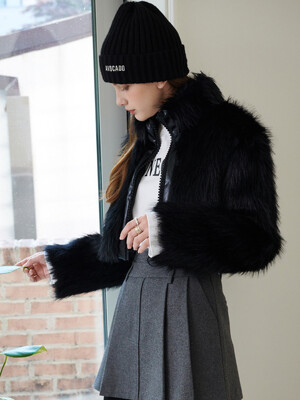 Zip Up Fur Jacket_BLACK