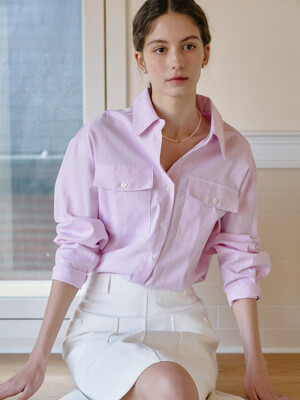 Stripe Pocket Point Shirt_Pink
