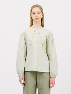 shirring sleeve blouse_apple green