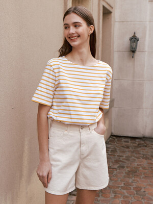 Half Sleeve Stripe T-shirt_5color + High-rise Denim Shorts_2color SET