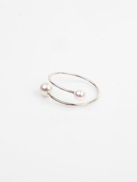 TWISTER 2LINE PEARL SILVER RING [DL16SSRG02SVF]