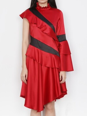 RED ASYMMETRY DRESS