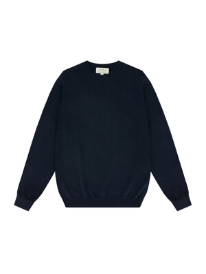 Wool soft crewneck sweater (Navy)