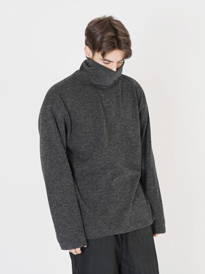 Wide Pola Neck Knit (Chacoal)