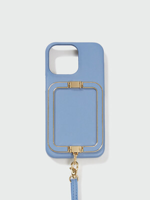 Phone Case with Leather Strap Cream Blue