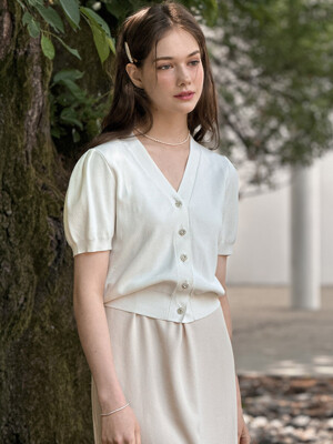 [24SS] Lautre Ambre shine White knit cardigan