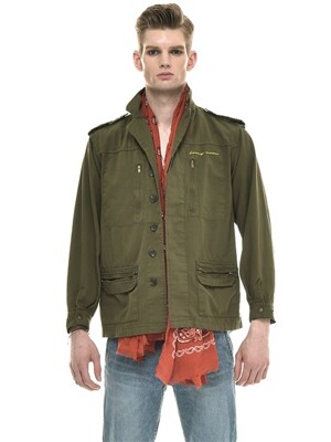 Honey Moon Embroidered Cotton-Twill Field Jacket (CAMOUFLAGE)