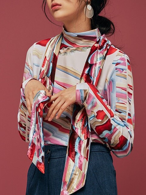 3D mixstripe velvet scarf