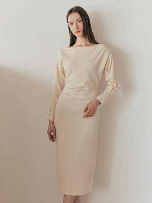 ATHENA Boatneck dolman sleeve H-line dress (3color)