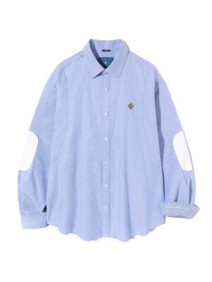 Elbow Patch Oxford Shirt S117 Sky Blue