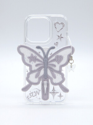 SUN CASE CLEAR PATCH BUTTERFLY SILVER