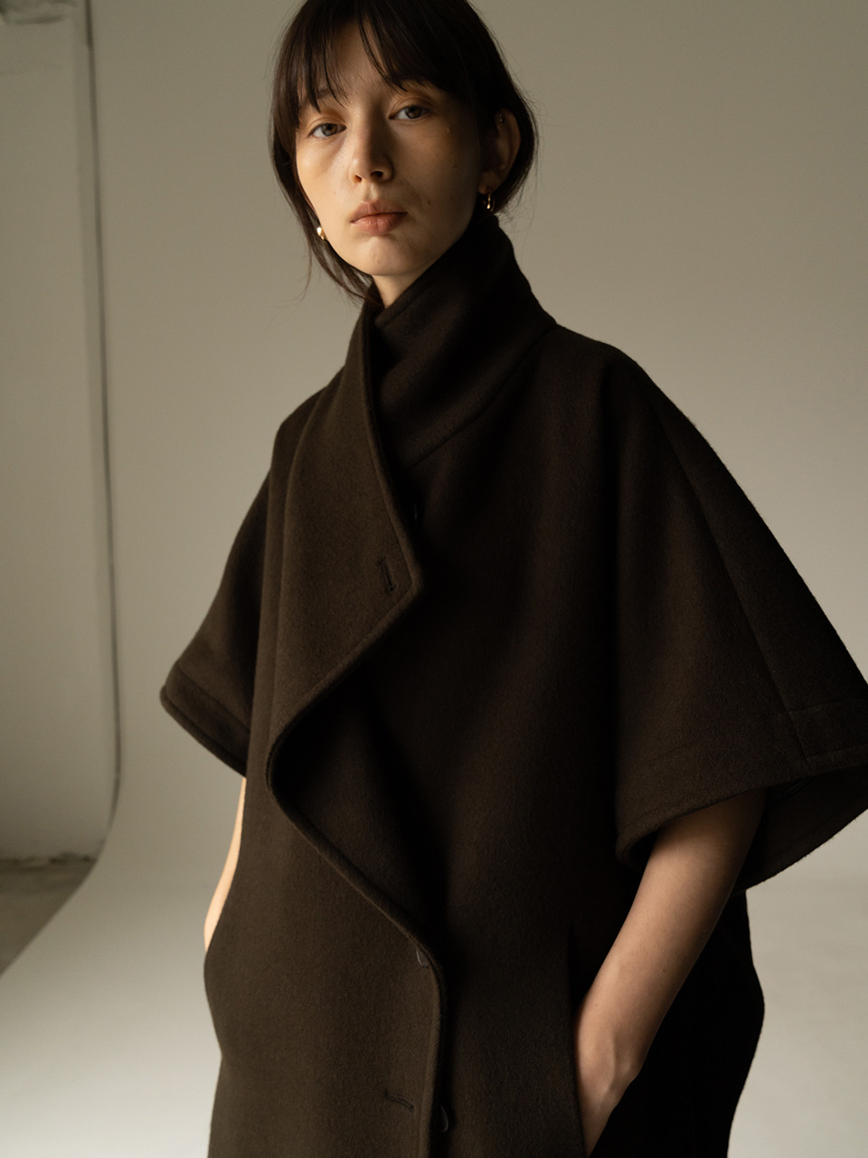 [로웨]ROWE Prima wool cape Coat_Muted Khaki [W CONCEPT]