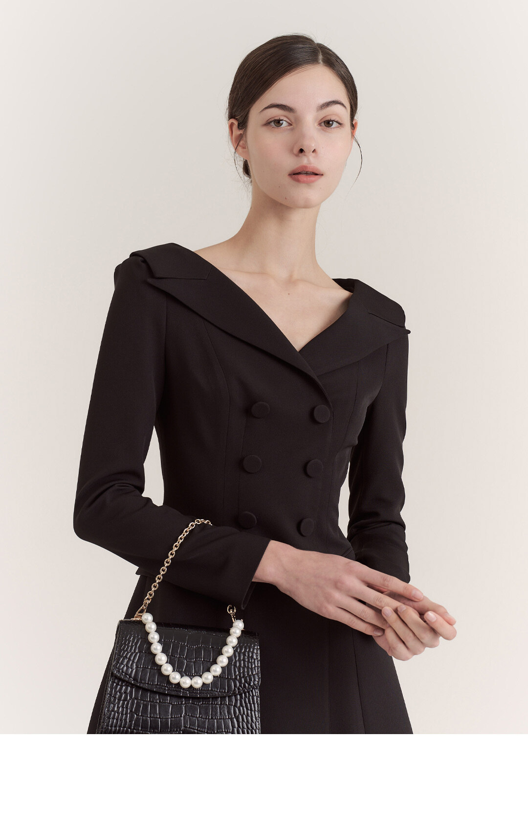 그레이스유]Off-Shoulder Jacket One-piece (Black)