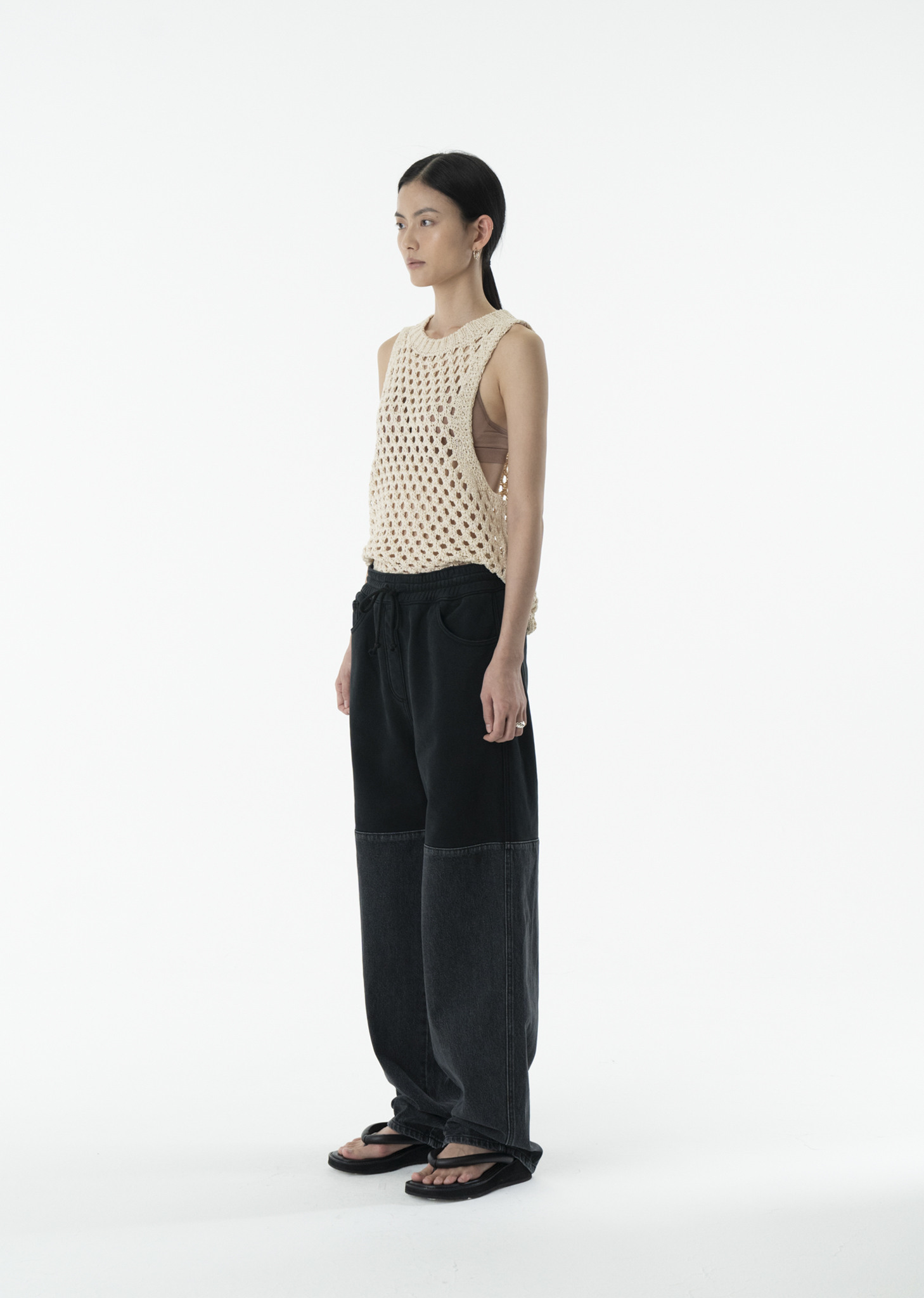 パンツ AMOMENTO DRAWSTRING DENIM PANTS Amomento Drawstring Denim Pants in Black | Garmentory