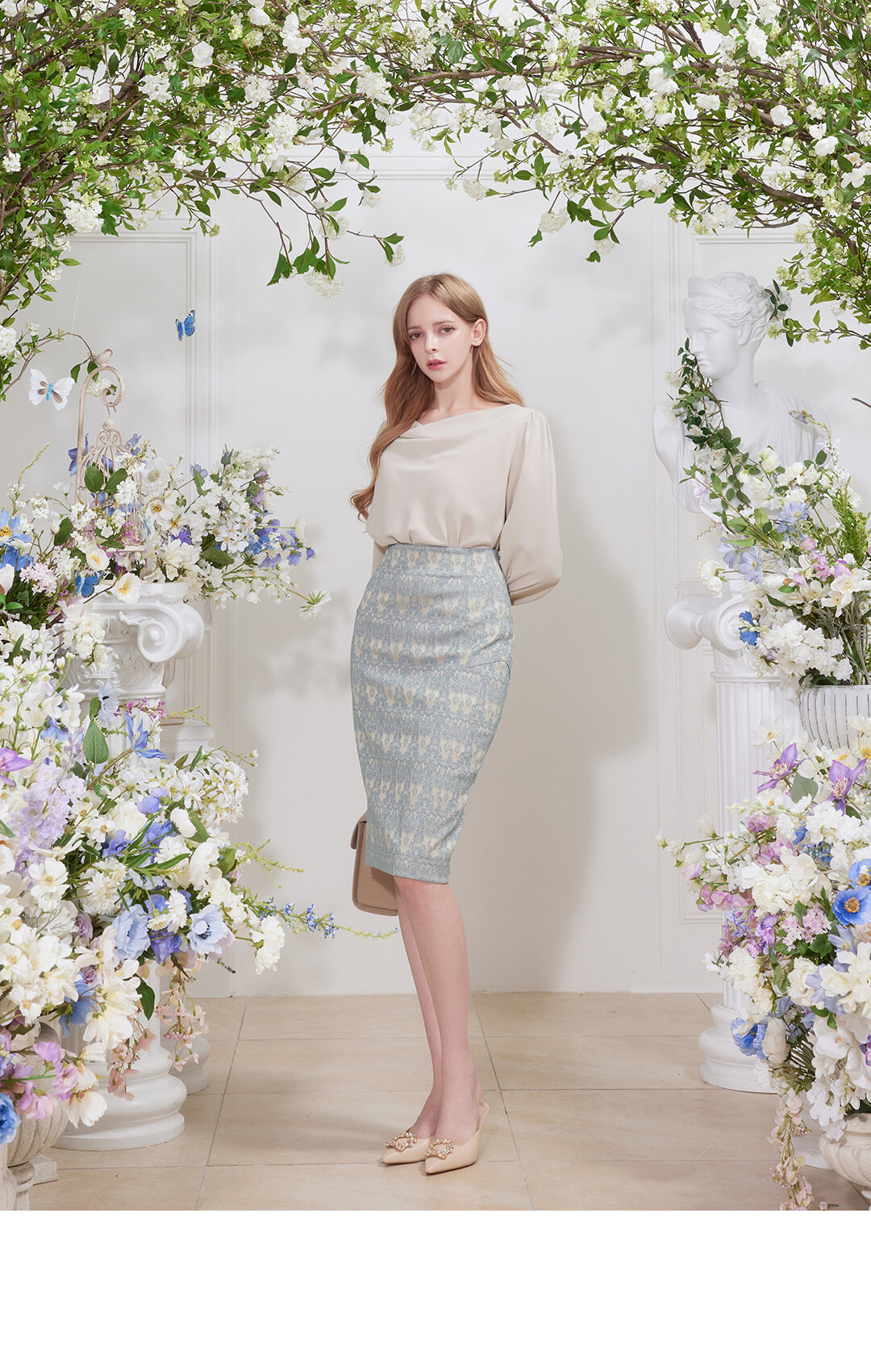 [GRACE U그레이스유]Rachel Jacquard Skirt (Blue) [W CONCEPT]