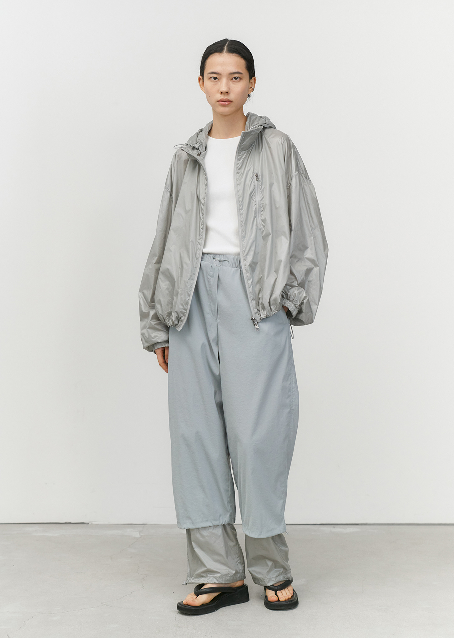 아모멘토]DRAWSTRING LAYERED PANTS (GREY MINT)