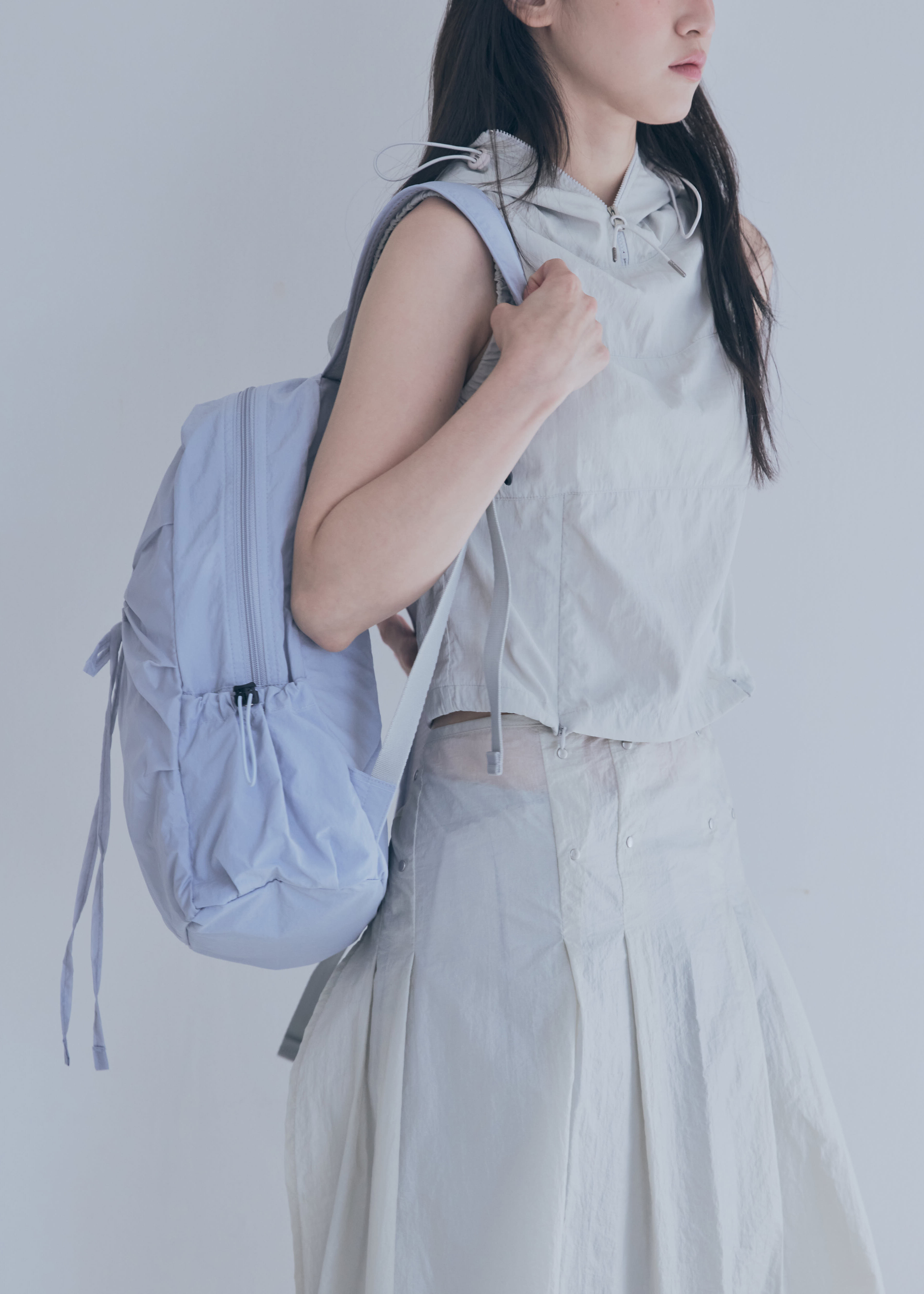 포이에]Hole string PO backpack_blue gray