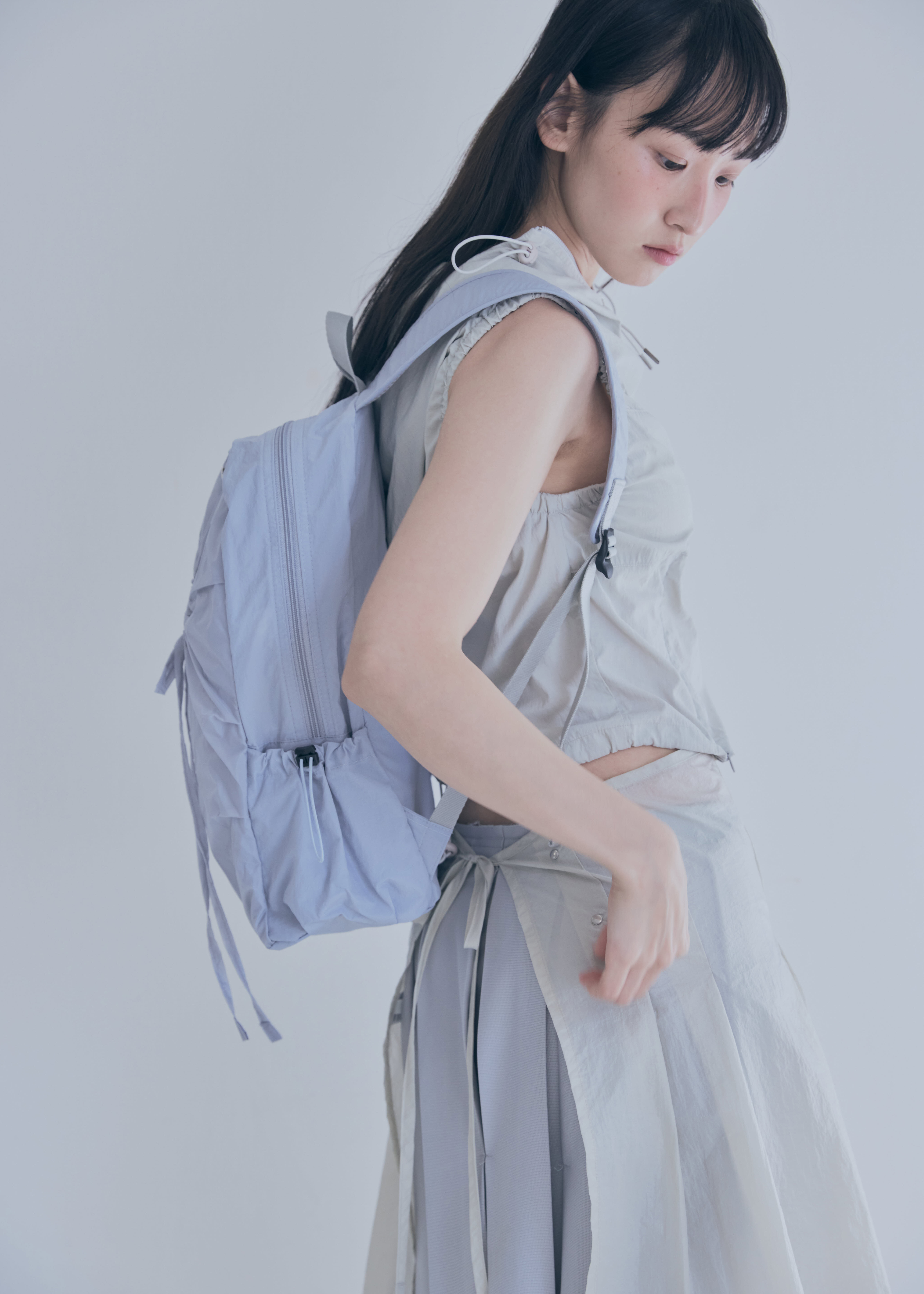 포이에]Hole string PO backpack_blue gray