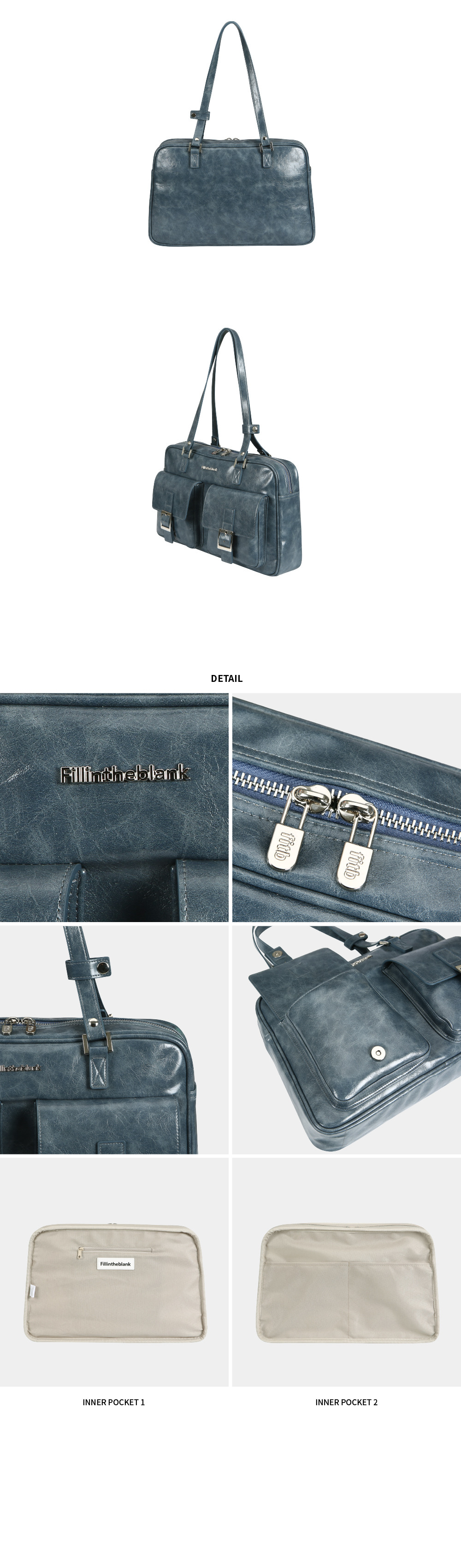 필인더블랭크]PK Shoulder Bag (marble)(denim blue)