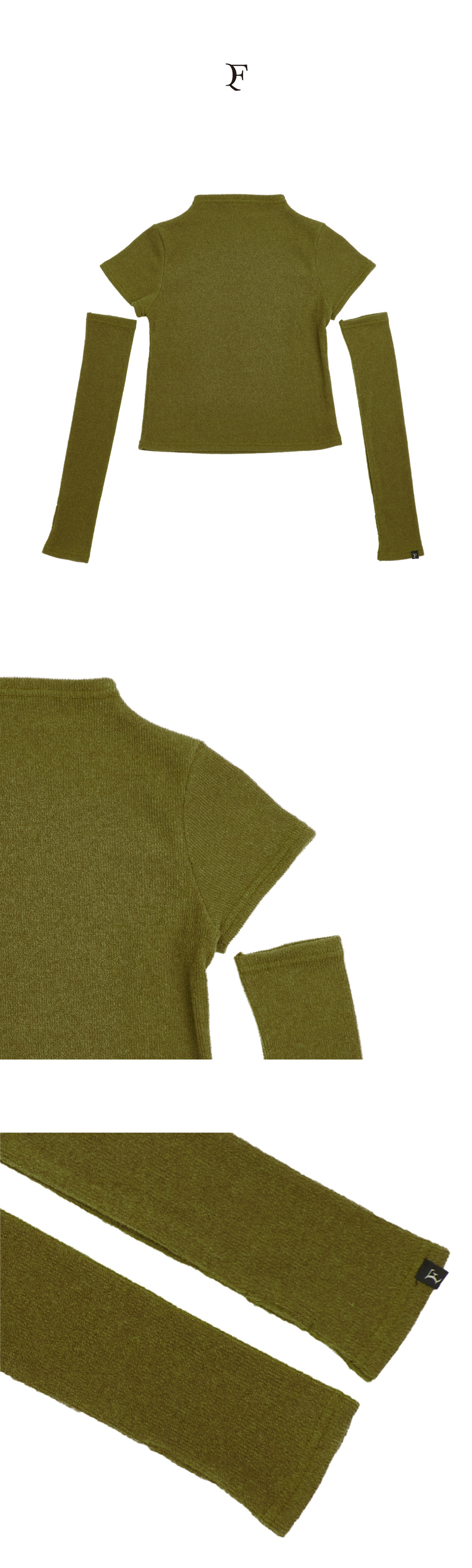 꽈페(QUAFE) HIGH-NECK KNIT WARMER SET_OLIVE