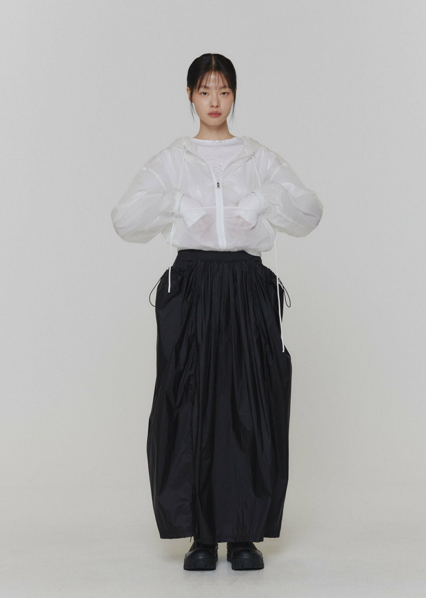 아모멘토]LAYERED SHIRRING SKIRT (3 COLORS)