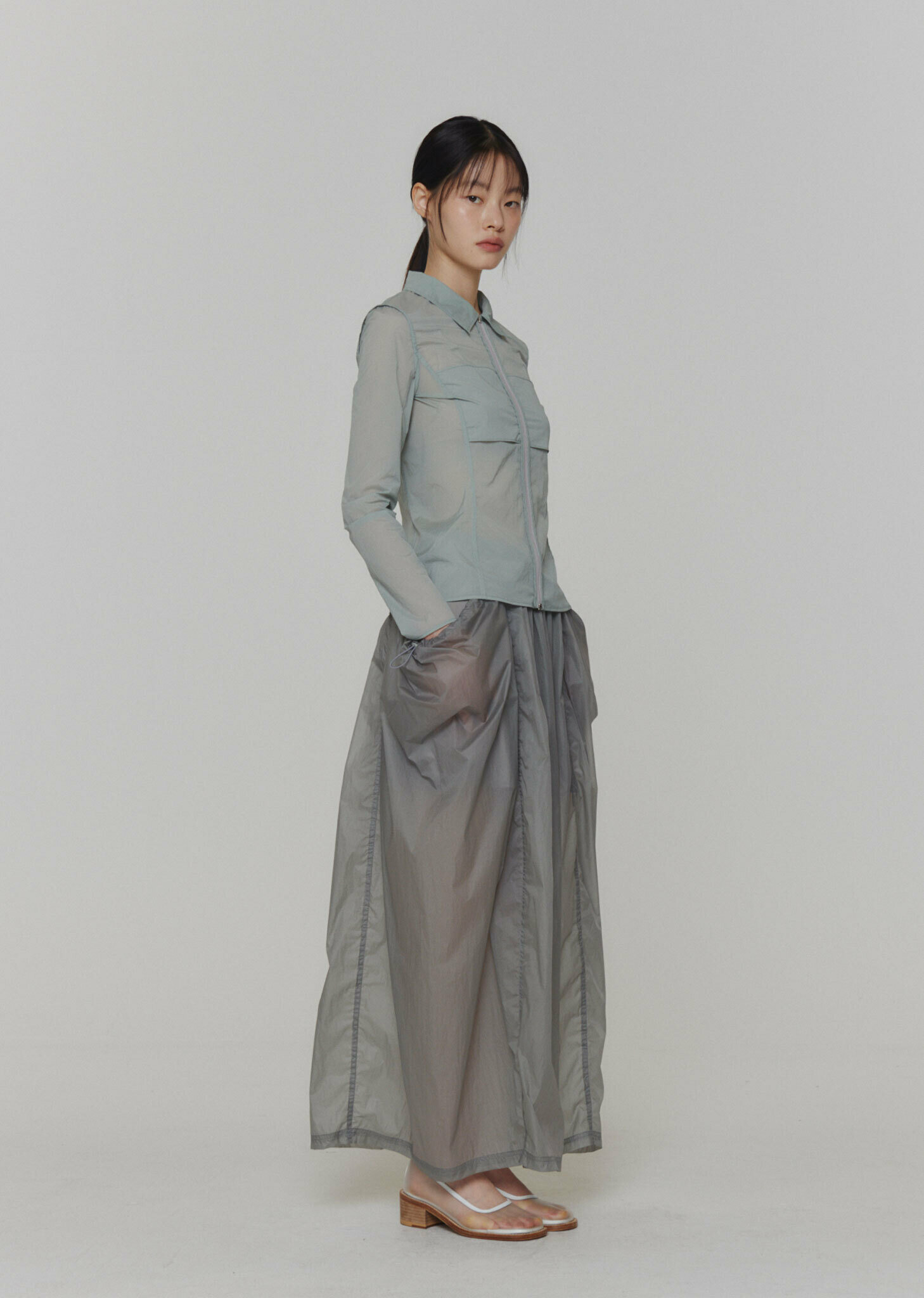 아모멘토]LAYERED SHIRRING SKIRT (3 COLORS)