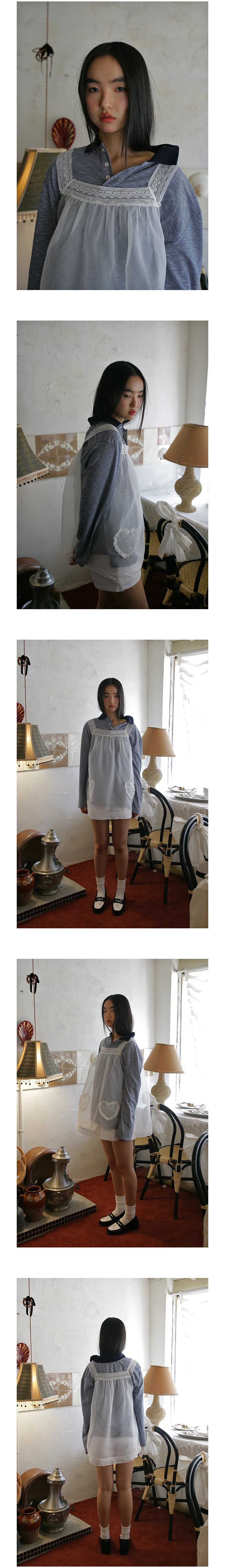 프레클]heart pocket lace organza dress