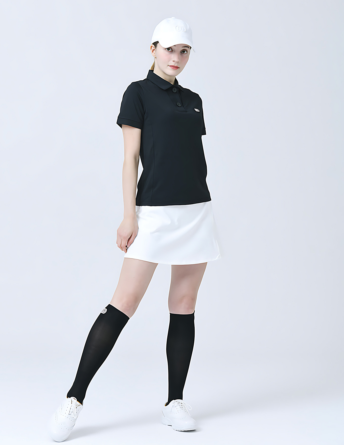 25SS 기능성 나일론 스판 쎄미 A-라인 화이트 스커트 상세 이미지 1