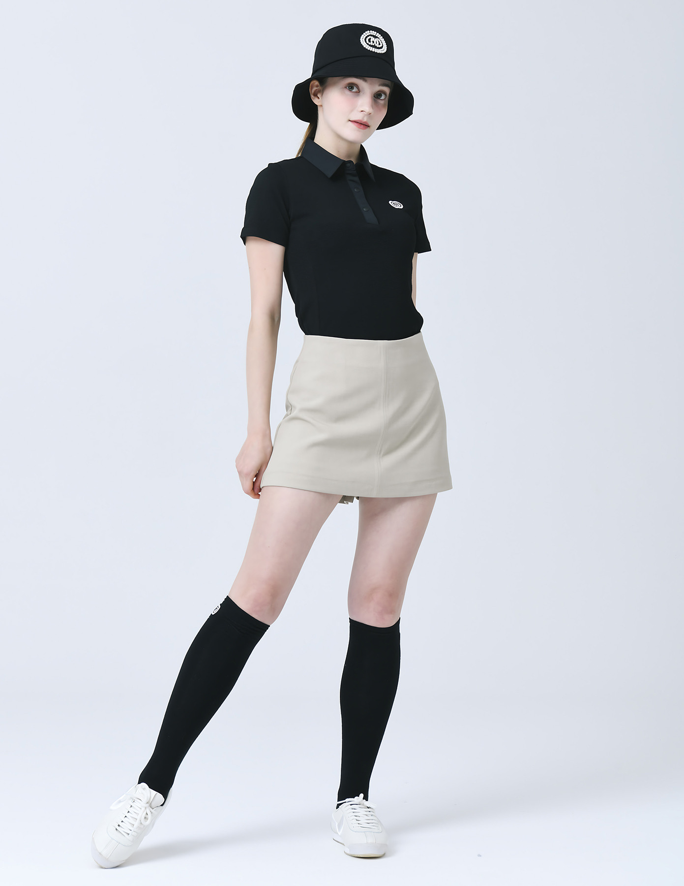 25SS 폴리 스판 쎄미 A-라인 속 바지 베이지 스커트 상세 이미지 2